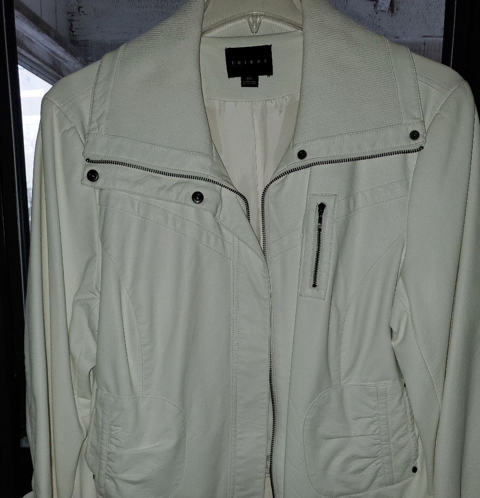 White faux leather jacket